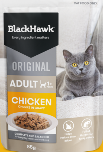 BLACK HAWK ORIGINAL CAT CHICKEN/GRAVY 85G