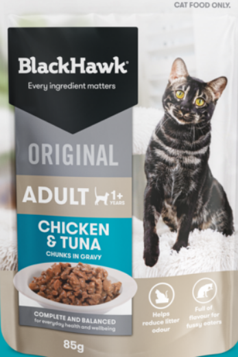 BLACK HAWK ORIGINAL CAT CHICKEN/TUNA/GRAVY 85G