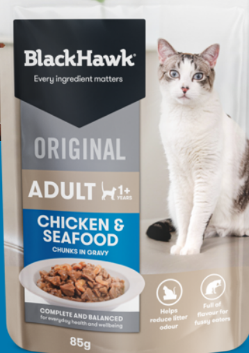 BLACK HAWK ORIGINAL CAT CHICKEN/SEAFOOD GRAVY 85G