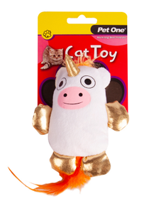 Pet One Cat Toy - Plush MooNicorn with Feather
