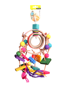 Avi One Bird Toy - Dream Catcher With Wooden & Plastic Beads And Disc 34cm