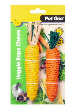 Pet One Veggie Rope Chews Twin Pack - Carrot/Corn (M)
