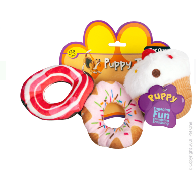 Pet One Dog Toy - Puppy Sweets Assorted 3pcs Set