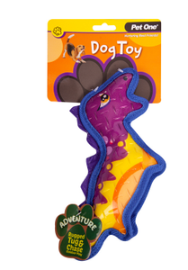 Pet One Dog Toy - Adventure Squeaky Dinosaur Colourful 27cm