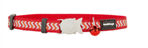 Red Dingo Cat Collar Reflective Ziggy Red 12mm x 20-32cm
