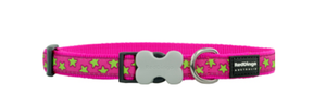 Red Dingo Collar - Lime Stars on  Pink