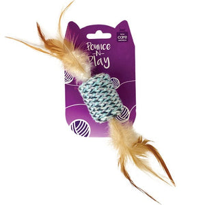 Cat Toy Woolen Drum with Feathers