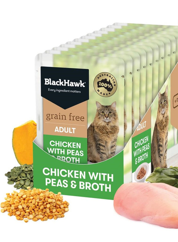 BlackHawk Cat Chicken & Peas Broth Pouch 85g